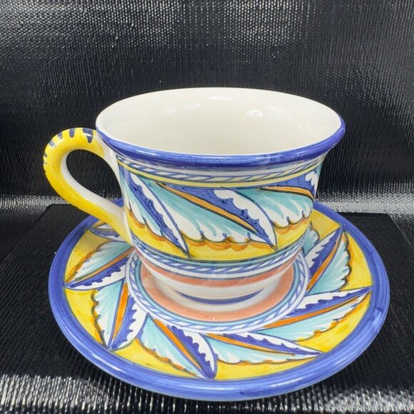 Starbucks Sberna Deruta Italy Hand Painted Pottery Teacup And Saucer Set Italy - Picture 9 of 11